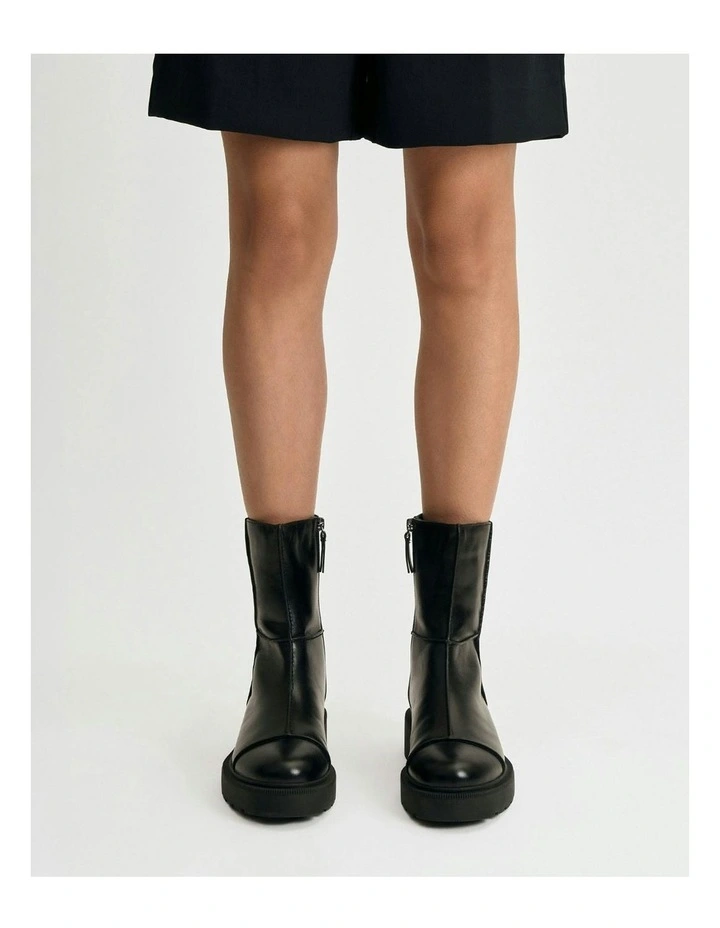 Parker Flat Ankle Boots in Black Leather image 7