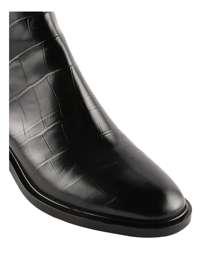 Mason Flat Ankle Boots in Black Croc image 3