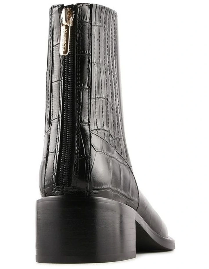 Mason Flat Ankle Boots in Black Croc image 4