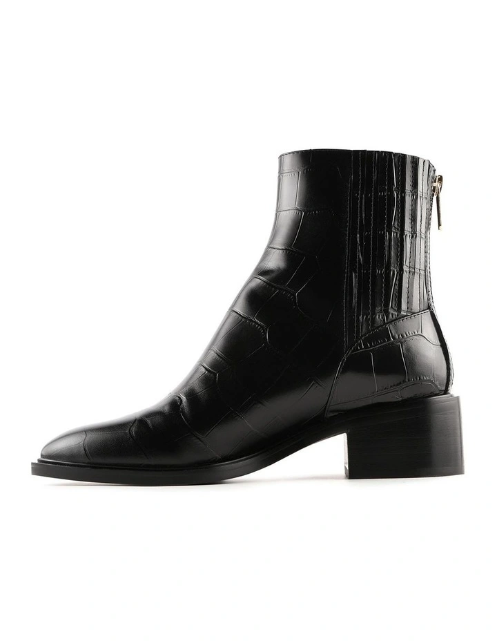 Mason Flat Ankle Boots in Black Croc image 5