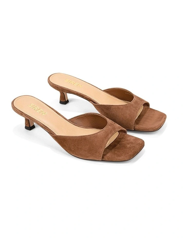 Soleil Heeled Mules - Toffee Brown Suede image 2