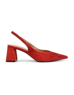 Yankee Slingback Block Heel - Red Suede