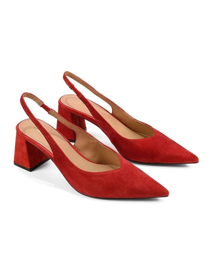 Yankee Slingback Block Heel - Red Suede image 2