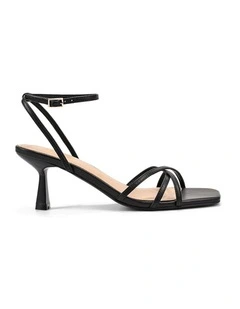 Saxon Strappy Heels - Black Leather