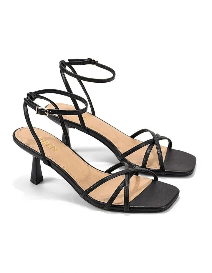 Saxon Strappy Heels - Black Leather image 2