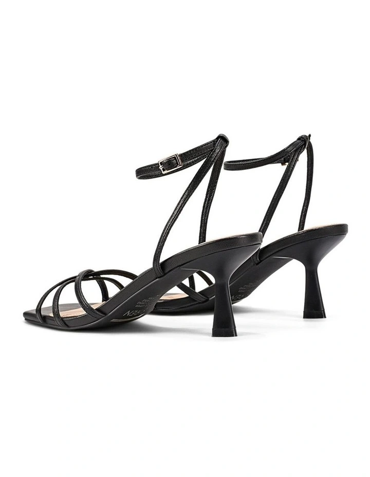 Saxon Strappy Heels - Black Leather image 3