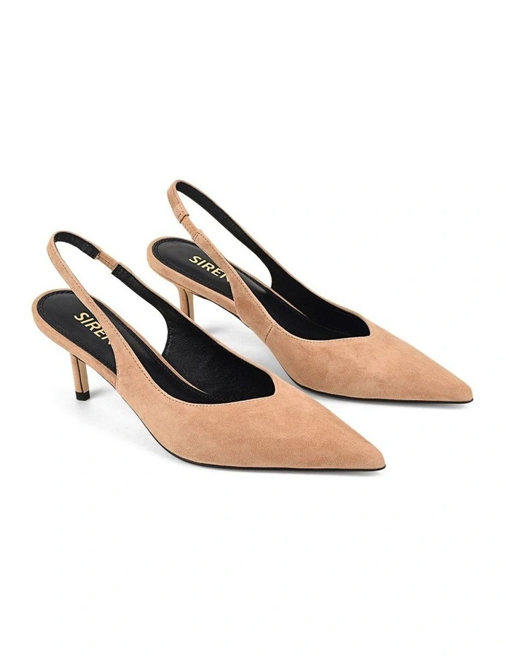Yory Slingback Kitten Heels - Camel Tan Suede image 2