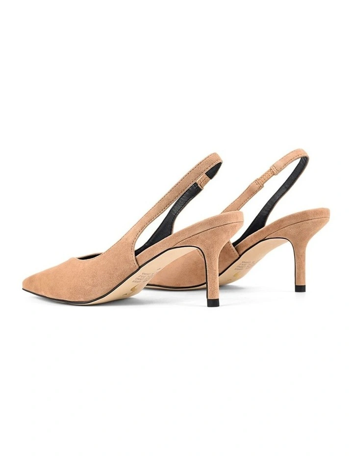 Yory Slingback Kitten Heels - Camel Tan Suede image 3