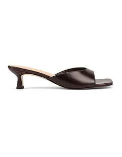 Soleil Heeled Mules - Chocolate Brown Vintage Leather