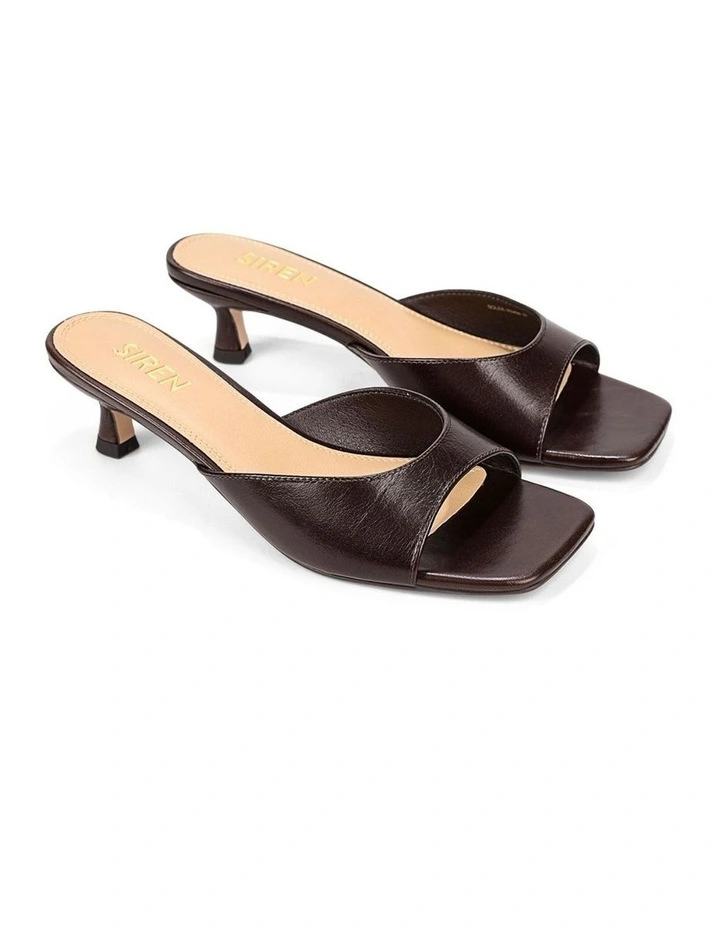 Soleil Heeled Mules - Chocolate Brown Vintage Leather image 2
