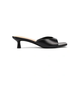 Soleil Heeled Mules - Black Vintage Leather