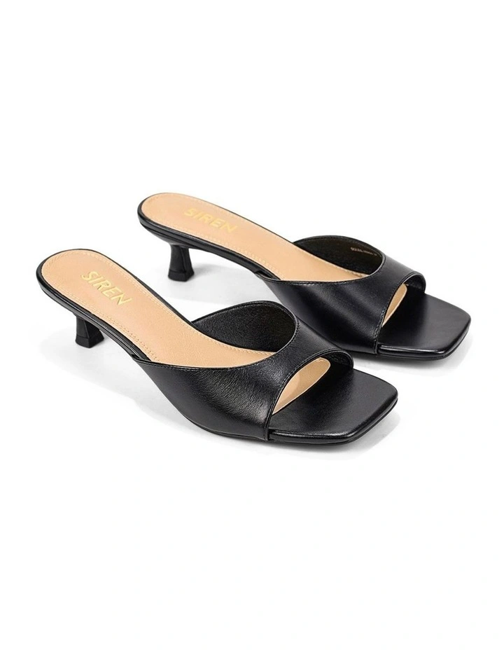 Soleil Heeled Mules - Black Vintage Leather image 2