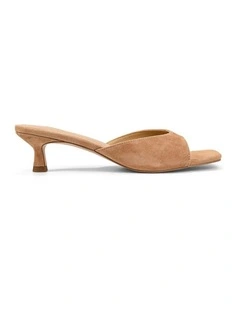 Soleil Heeled Mules - Camel Tan Suede