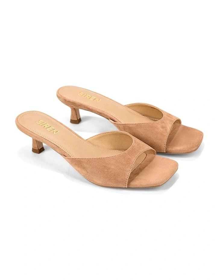 Soleil Heeled Mules - Camel Tan Suede image 2