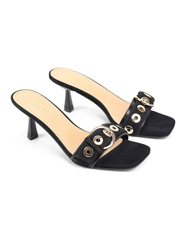 Saskia Heeled Mules - Black Suede image 2