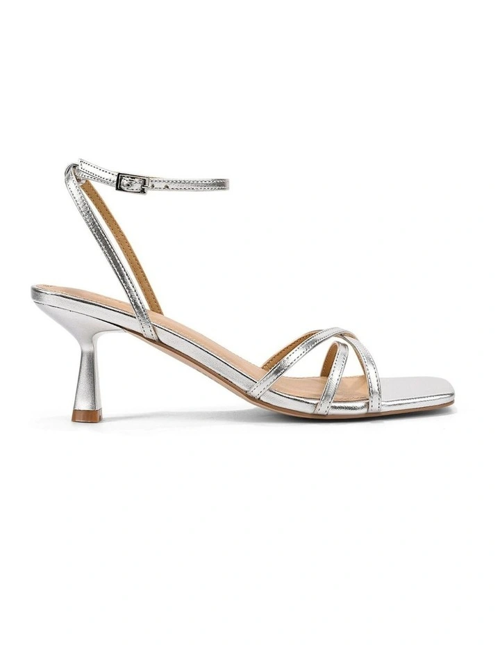 Saxon Strappy Heels - Silver Metallic Leather image 1