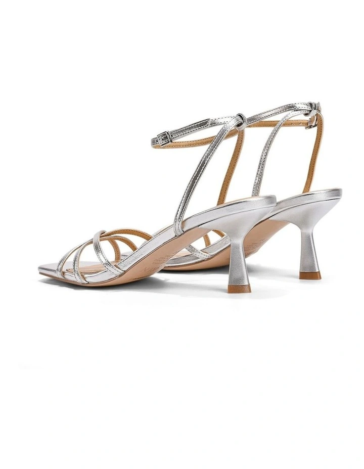 Saxon Strappy Heels - Silver Metallic Leather image 3