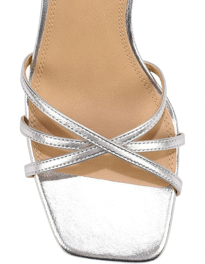 Saxon Strappy Heels - Silver Metallic Leather image 4
