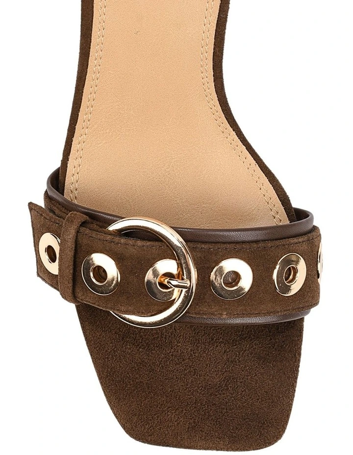 Saskia Heeled Mules - Chocolate Brown Suede image 4