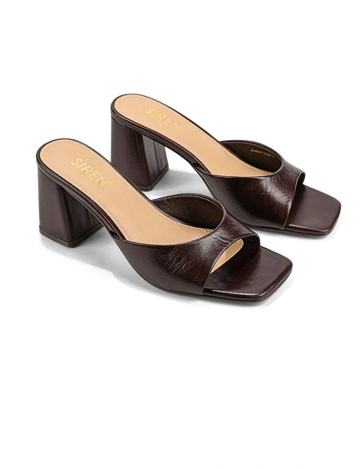 Stanley Heeled Mules - Chocolate Brown Vintage Leather image 2