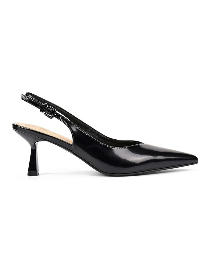 Dallas Slingback Heels - Black Hi-Shine Leather image 1