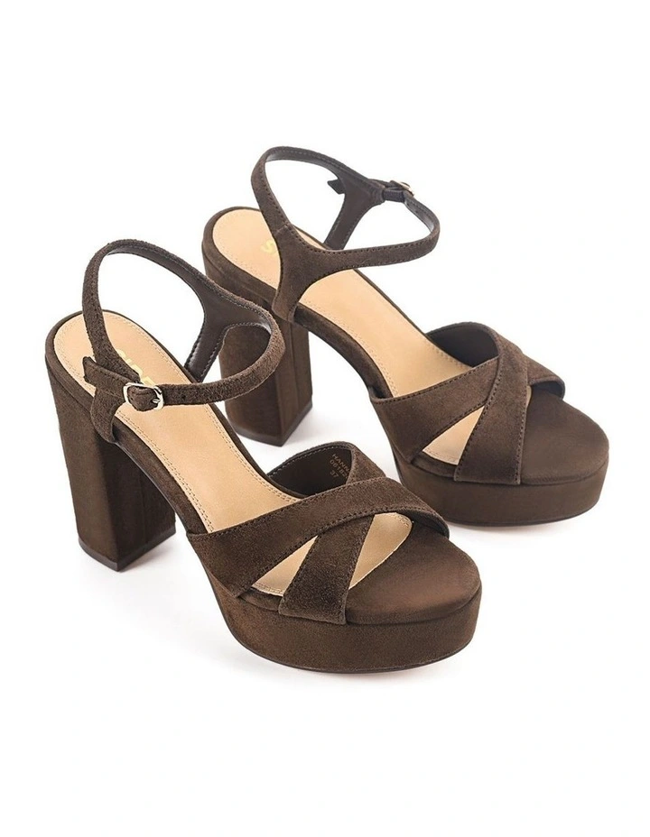 Hannah Platform Sandals - Chocolate Brown Suede image 2