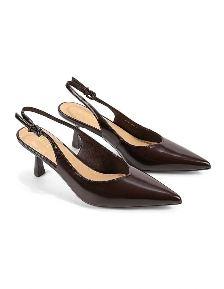 Dallas Slingback Heels - Chocolate Brown Hi-Shine Leather image 2