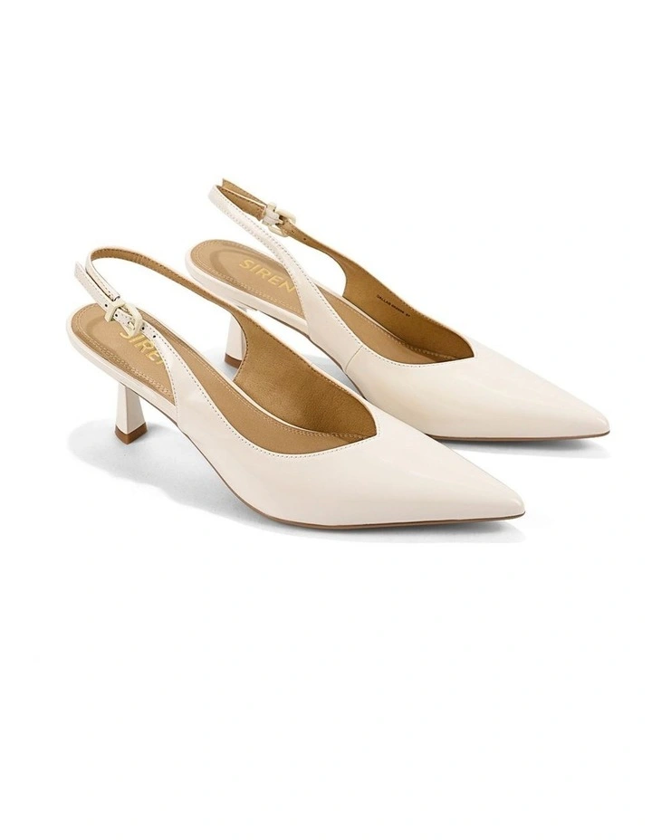 Dallas Slingback Heels - Chalk White Hi-Shine Leather image 2