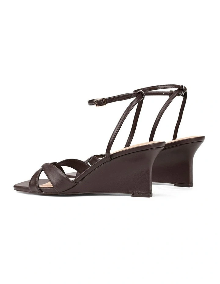 Aubrey Strappy Wedges - Chocolate Brown Leather image 4