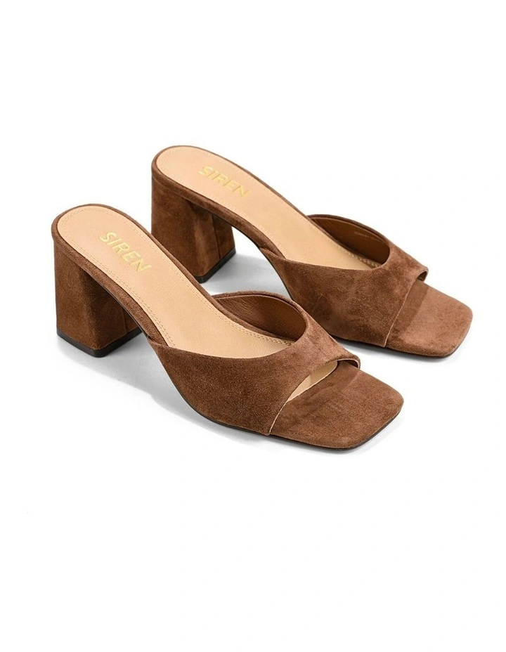 Stanley Heeled Mules - Toffee Brown Suede image 2
