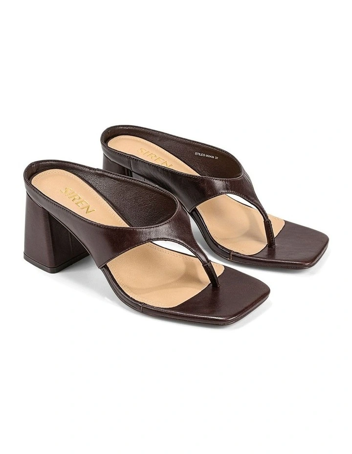 Stiles Thong Heels - Chocolate Brown Vintage Leather image 2