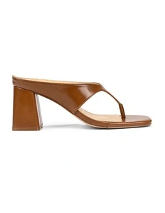 Stiles Thong Heels - Cognac Tan Vintage Leather
