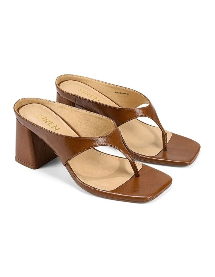 Stiles Thong Heels - Cognac Tan Vintage Leather image 2