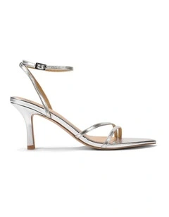 Mahalia Strappy Heels - Silver Metallic Leather