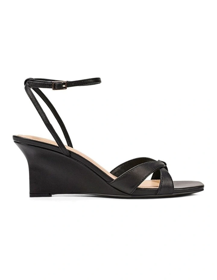 Aubrey Strappy Wedges - Black Leather image 1