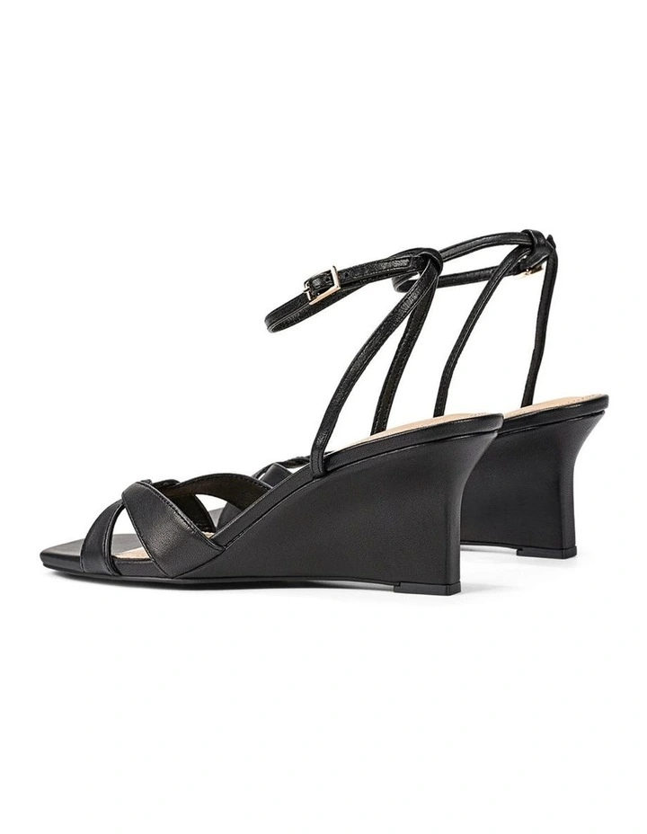 Aubrey Strappy Wedges - Black Leather image 4