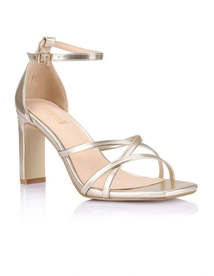 Kitty Block Heel Sandals in Champagne Gold image 2