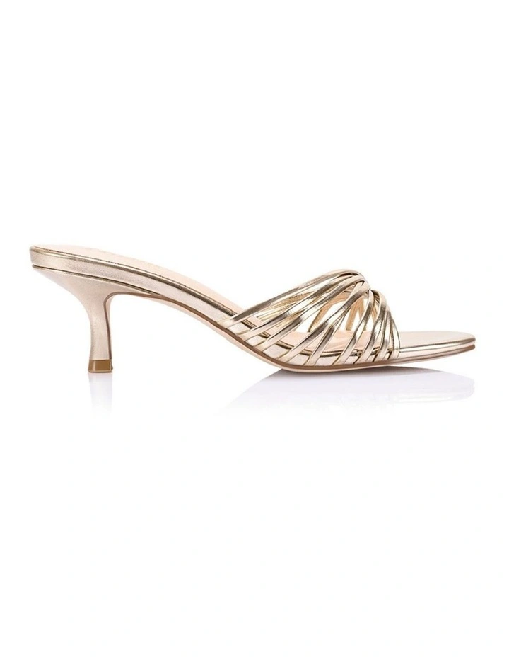 Bestie Kitten Heel Mules in Champagne Gold image 1