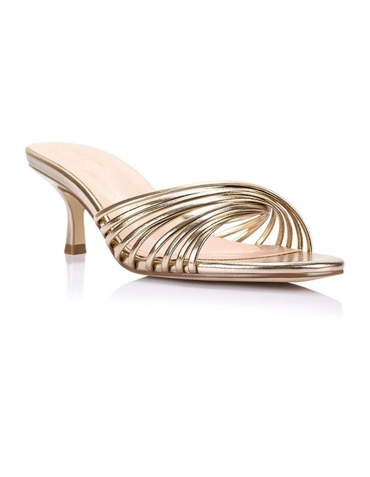 Bestie Kitten Heel Mules in Champagne Gold image 2