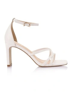 Kitty Block Heel Sandals in Chalk White