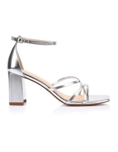 Nelly Block Heel Sandals in Silver