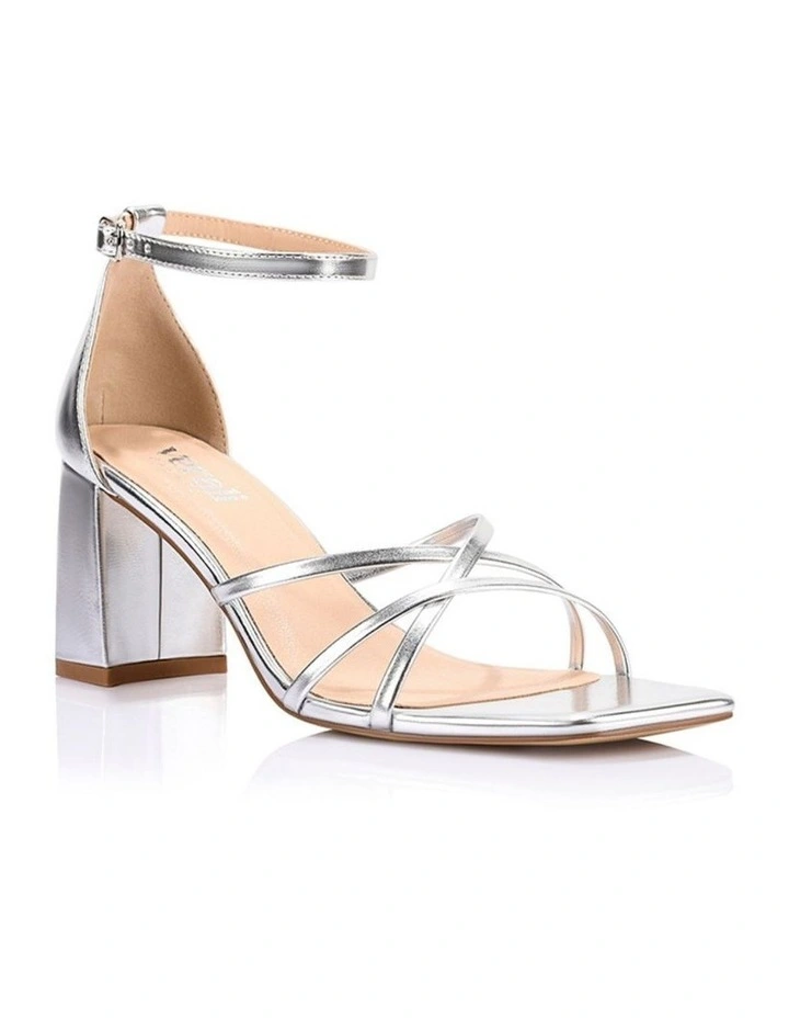 Nelly Block Heel Sandals in Silver image 2