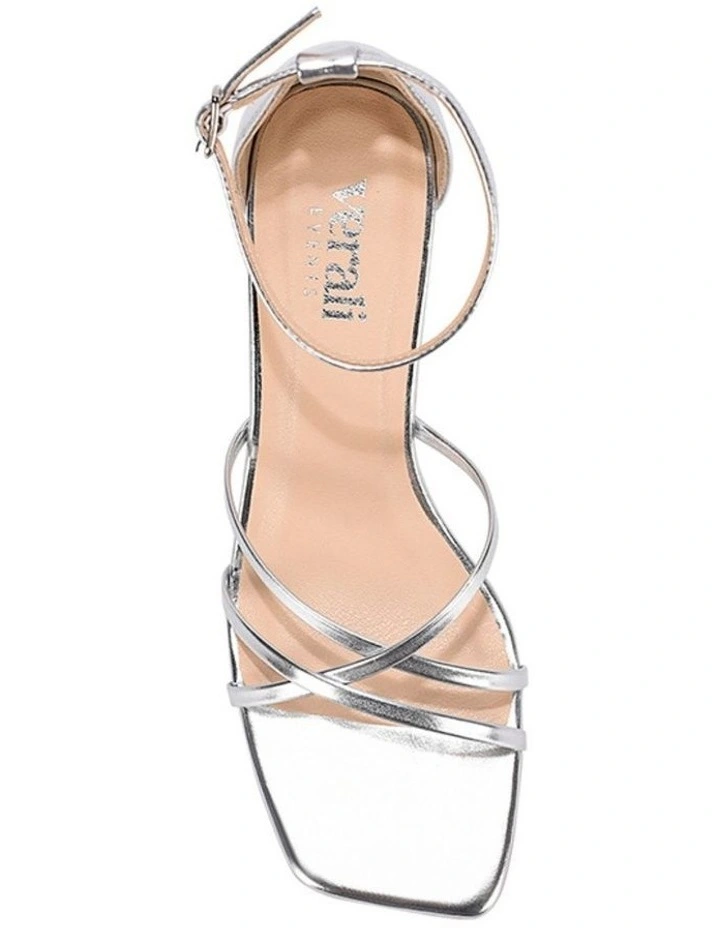 Nelly Block Heel Sandals in Silver image 3