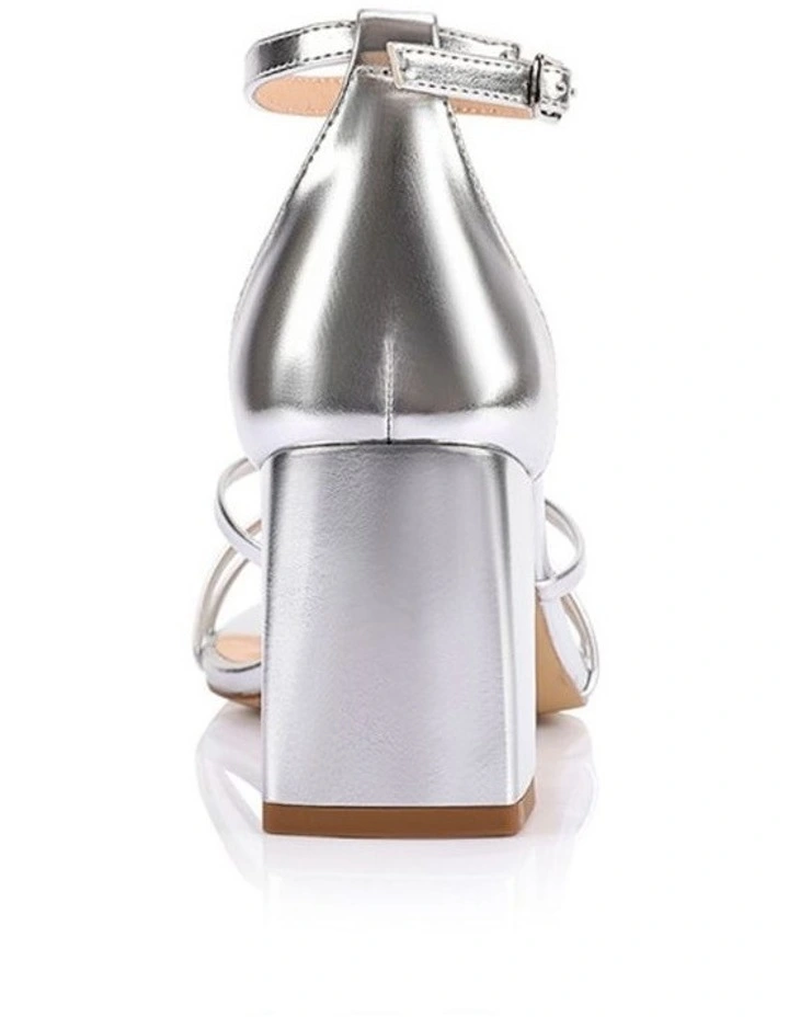 Nelly Block Heel Sandals in Silver image 4