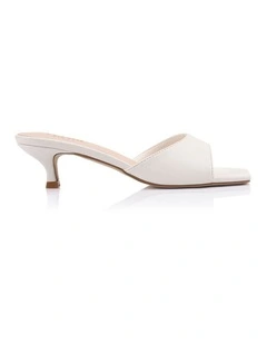 Alyssa Kitten Heel Mules in Chalk White