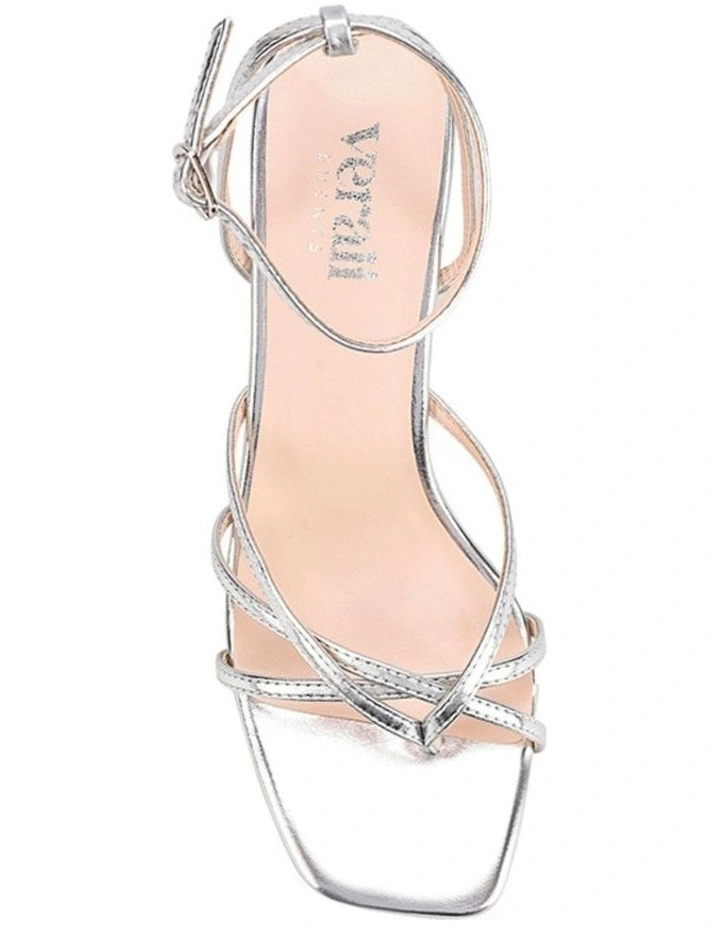 Gio Block Heel Sandals in Silver image 3