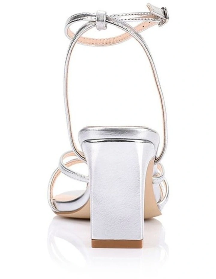 Gio Block Heel Sandals in Silver image 4