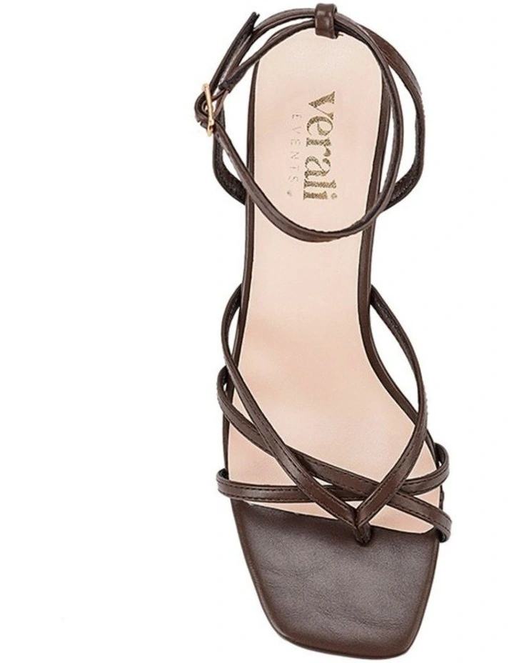 Gio Block Heel Sandals in Chocolate Brown image 3