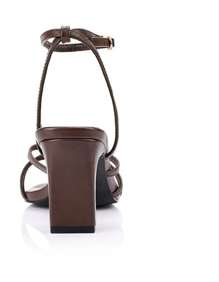 Gio Block Heel Sandals in Chocolate Brown image 4