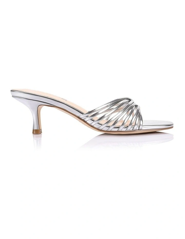 Bestie Kitten Heel Mules in Silver image 1